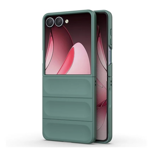 Szilikon telefonvédő (ütésállóság, kameravédő, 3D) SÖTÉTZÖLD Samsung Galaxy Z Flip7 (SM-F766) "Gigapack csomagolás" (GP-171609)