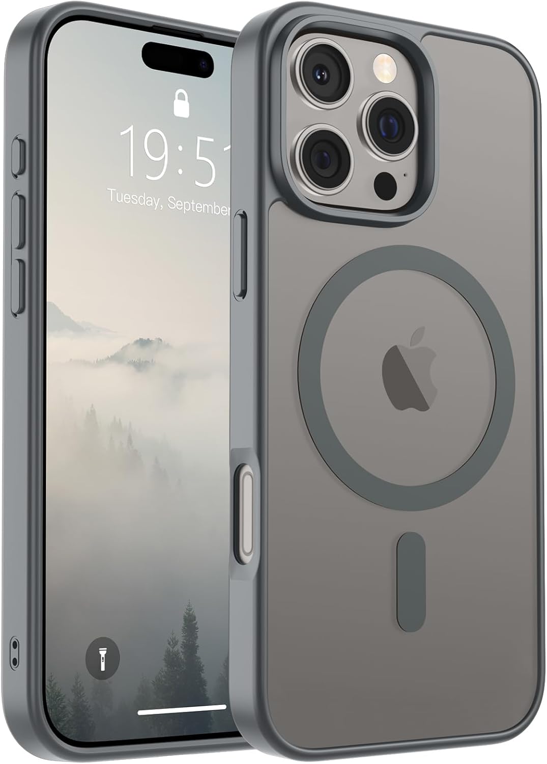 SUPFINE Magnetic for iPhone 17 Case (Compatible with MagSafe)(Military Grade Drop Protection) Translucent Matte Shockproof with Anti-Fingerprint Phone Cover,Black