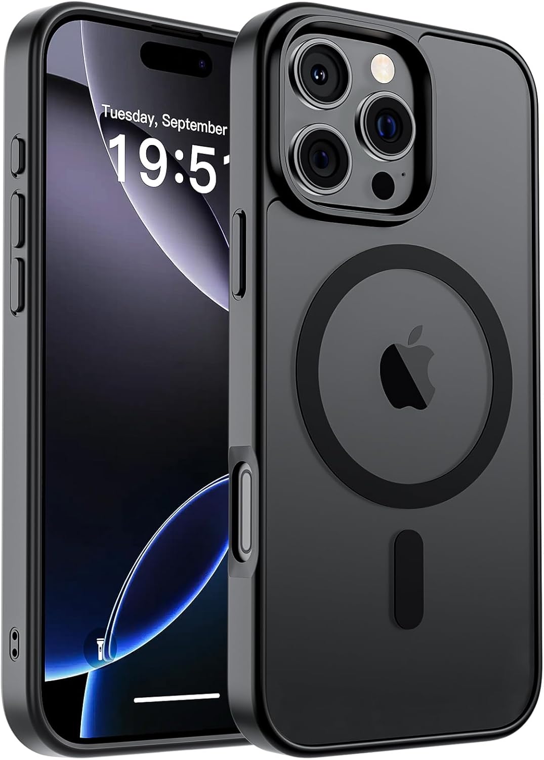 SUPFINE Magnetic for iPhone 17 Case (Compatible with MagSafe)(Military Grade Drop Protection) Translucent Matte Shockproof with Anti-Fingerprint Phone Cover,Black