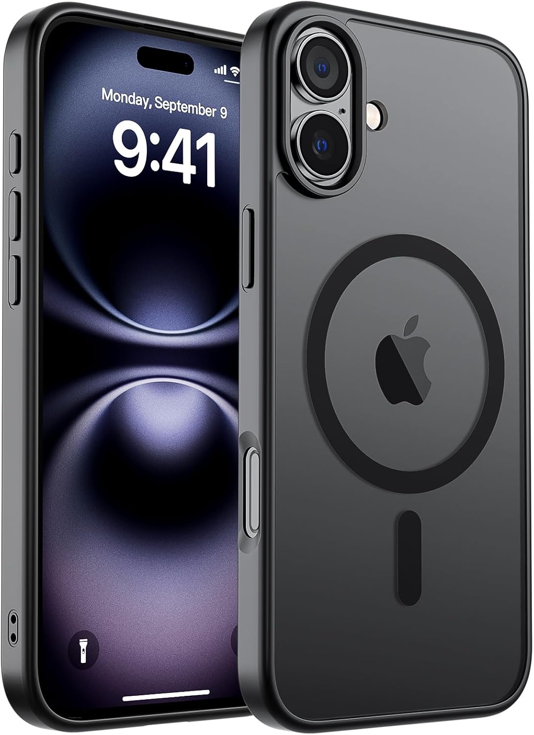 SUPFINE Magnetic for iPhone 17 Case (Compatible with MagSafe)(Military Grade Drop Protection) Translucent Matte Shockproof with Anti-Fingerprint Phone Cover,Black