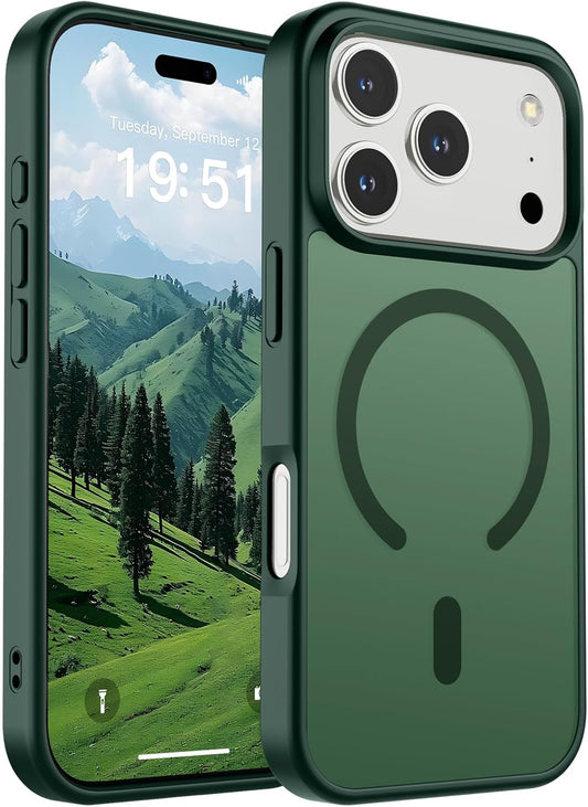 SUPFINE Magnetic for iPhone 17 Case (Compatible with MagSafe)(Military Grade Drop Protection) Translucent Matte Shockproof with Anti-Fingerprint Phone Cover,Black